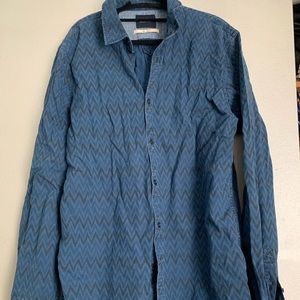 Scotch & Soda Mens XL Blue Printed Button Down